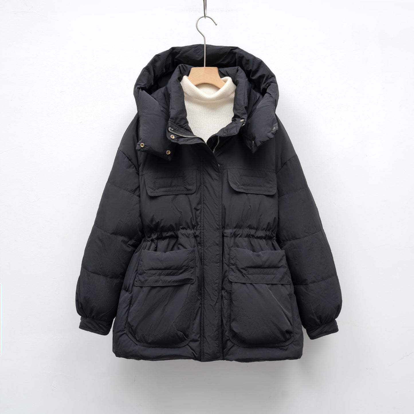 Damen gesteppte Winterjacke mit voluminösem Schnitt und praktischen Taschen Stilzeits