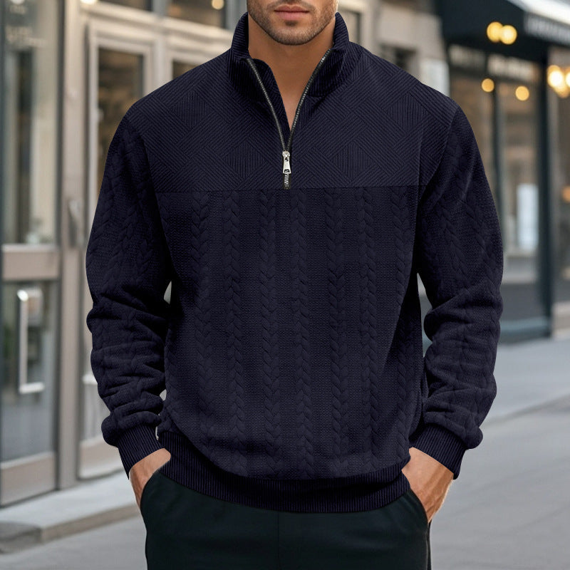 Herren Strickpullover mit modernem Stehkragen und Reißverschluss Stilzeits