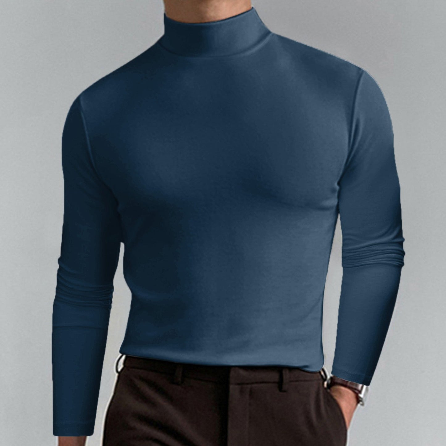 Herren modischer Rollkragenpullover aus weichem Baumwollmix Stilzeits