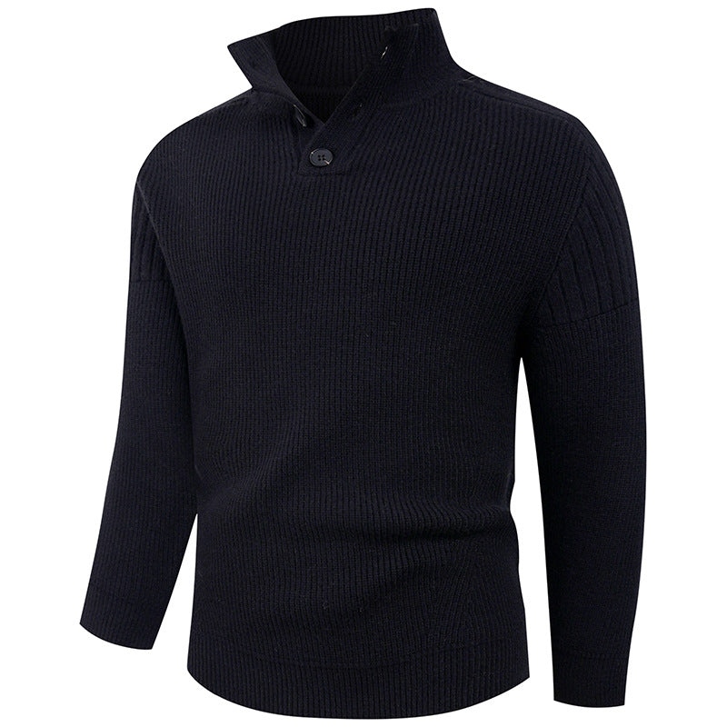 Herren Strickpullover mit hohem Kragen und Knopfdetails Stilzeits
