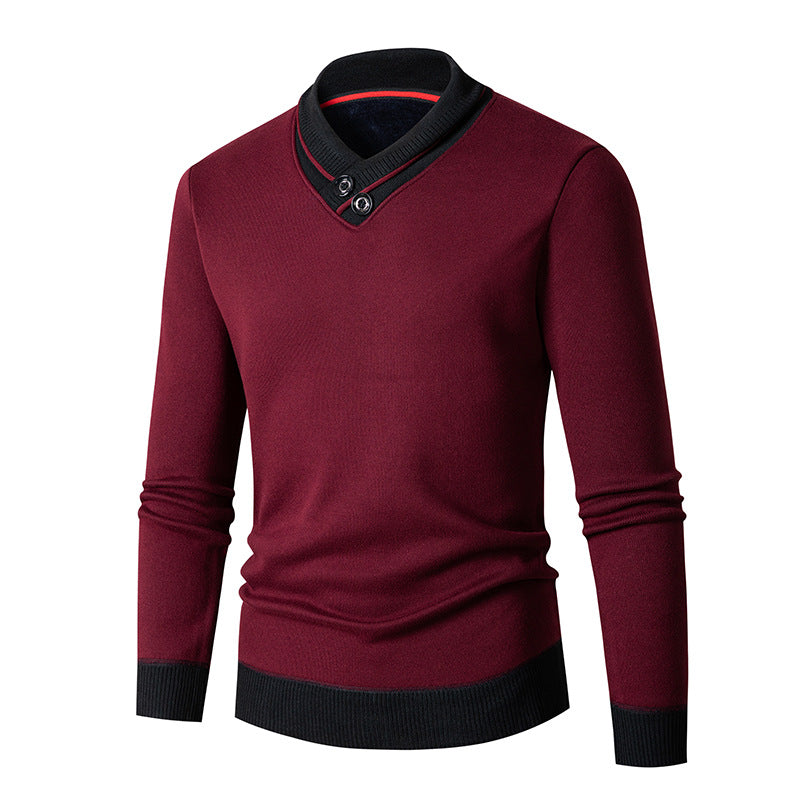 Herren Pullover mit modernem Schalkragen und Knopfdetails Stilzeits