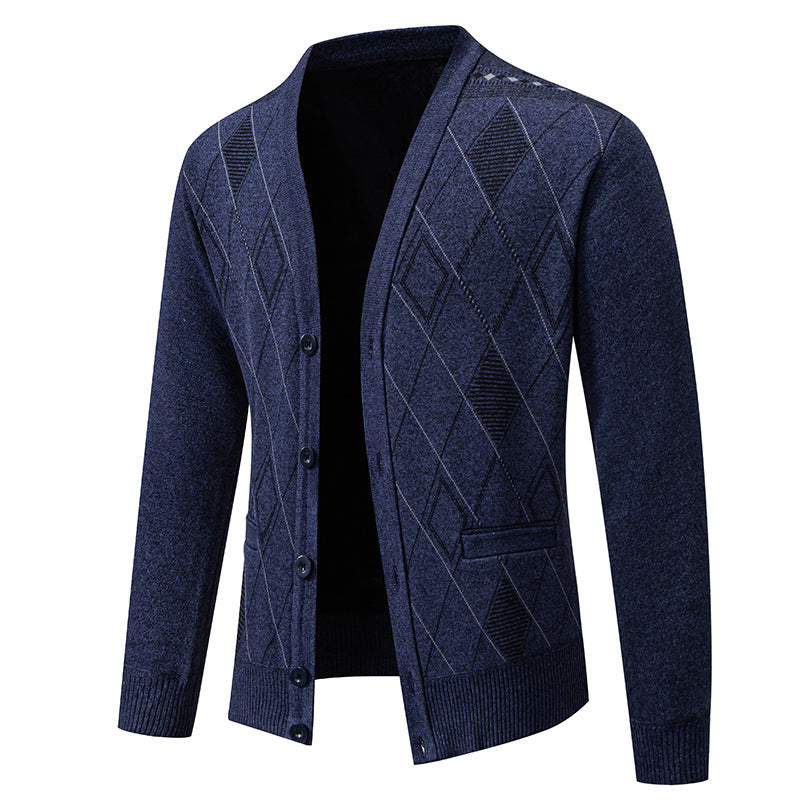 Herren Strickjacke mit eleganter Rautenstruktur Stilzeits