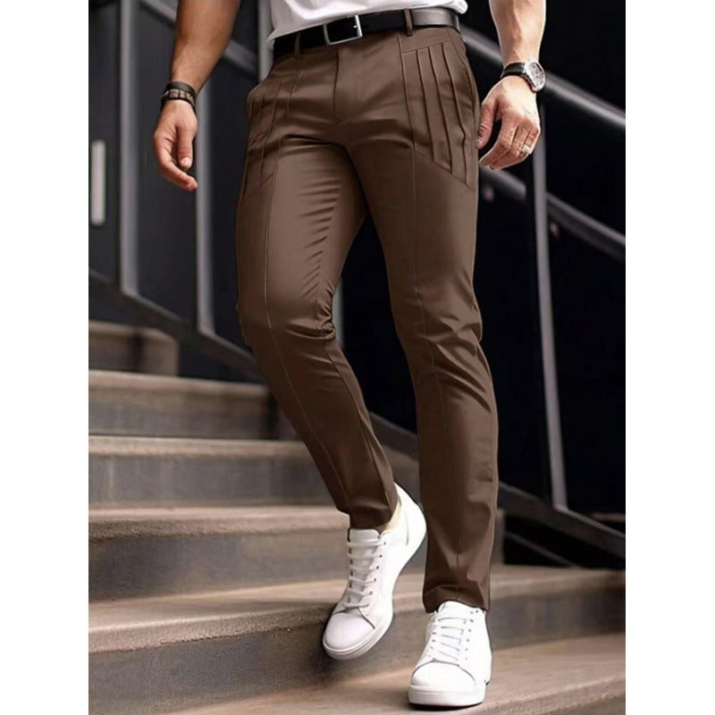 Herren stylische Slim-Fit Anzughose mit plissiertem Design Stilzeits