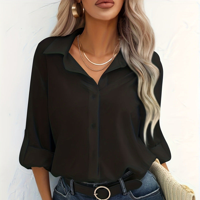 Damen elegante langärmelige Bluse aus atmungsaktiver Baumwolle Stilzeits