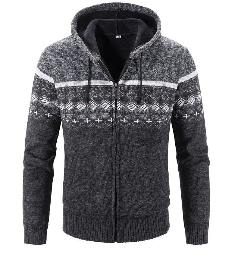 Stilzeits | Gemusterter Hoodie Baumwolle und Polyester Warm und Stilvoll