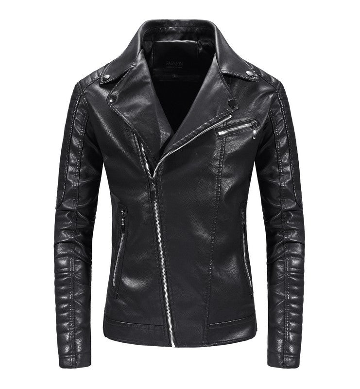 Herren stilvolle Bikerjacke aus Kunstleder Stilzeits