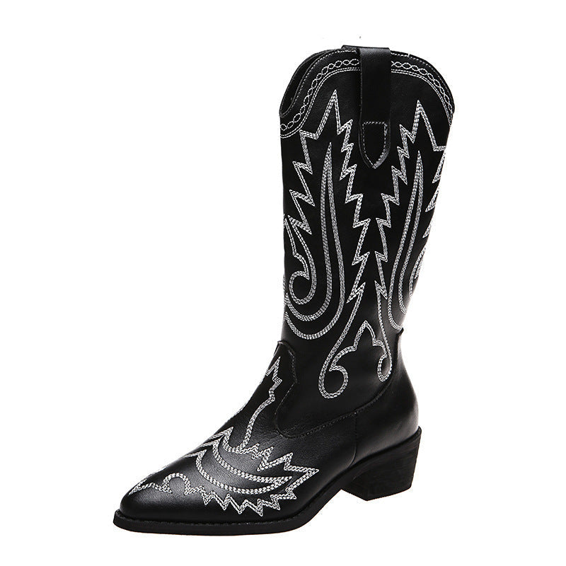 Damen Cowboy-Stiefel mit modischen Verzierungen und elegantem Absatz Stilzeits
