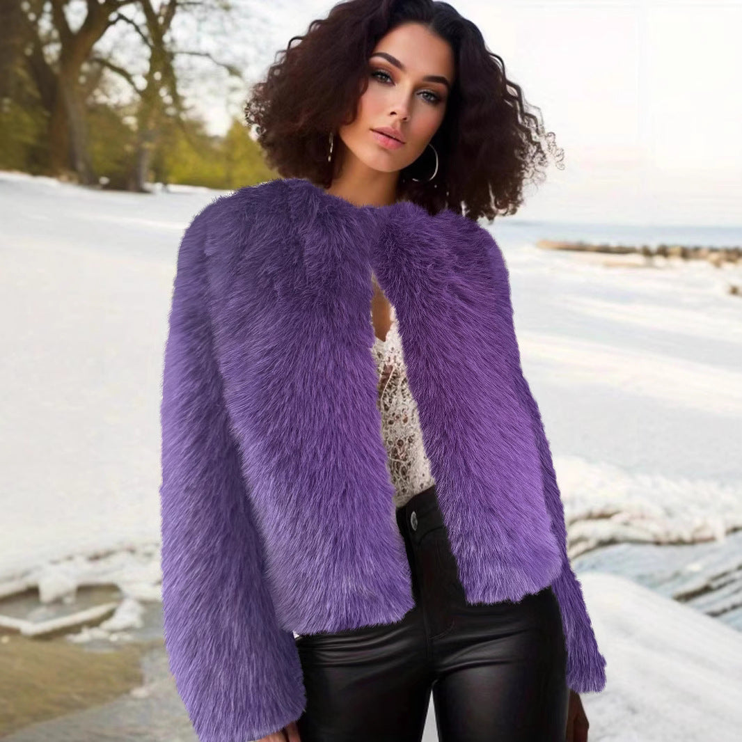 Damen flauschige Shortjacke Stilzeits