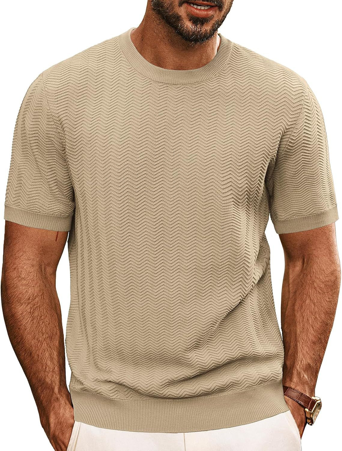 Herren strukturiertes Rundhals T-Shirt Stilzeits