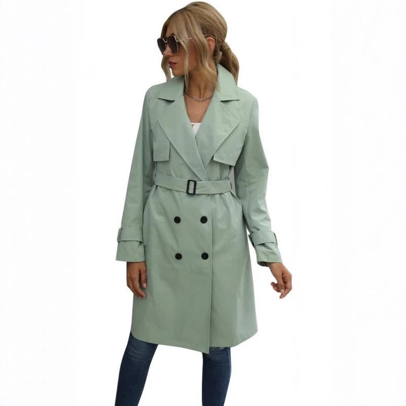 Damen Eleganter Trenchcoat mit doppelter Knopfleiste und schickem Kragen Stilzeits