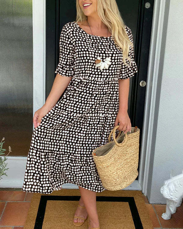 Fudus Sommerkleid mit Rundhals-Ausschnitt und Druck