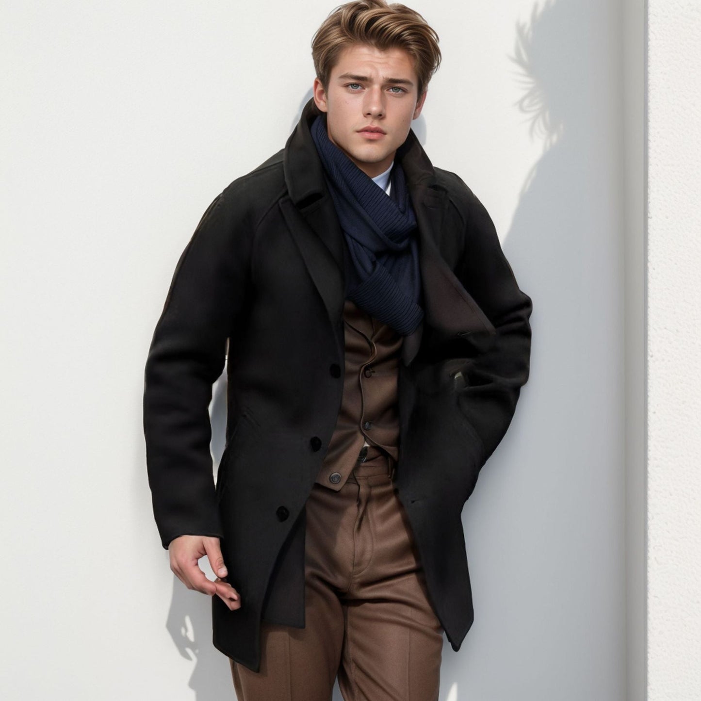 Herren lässiger Dufflecoat mit schickem Stehkragen und praktischen Taschen Stilzeits