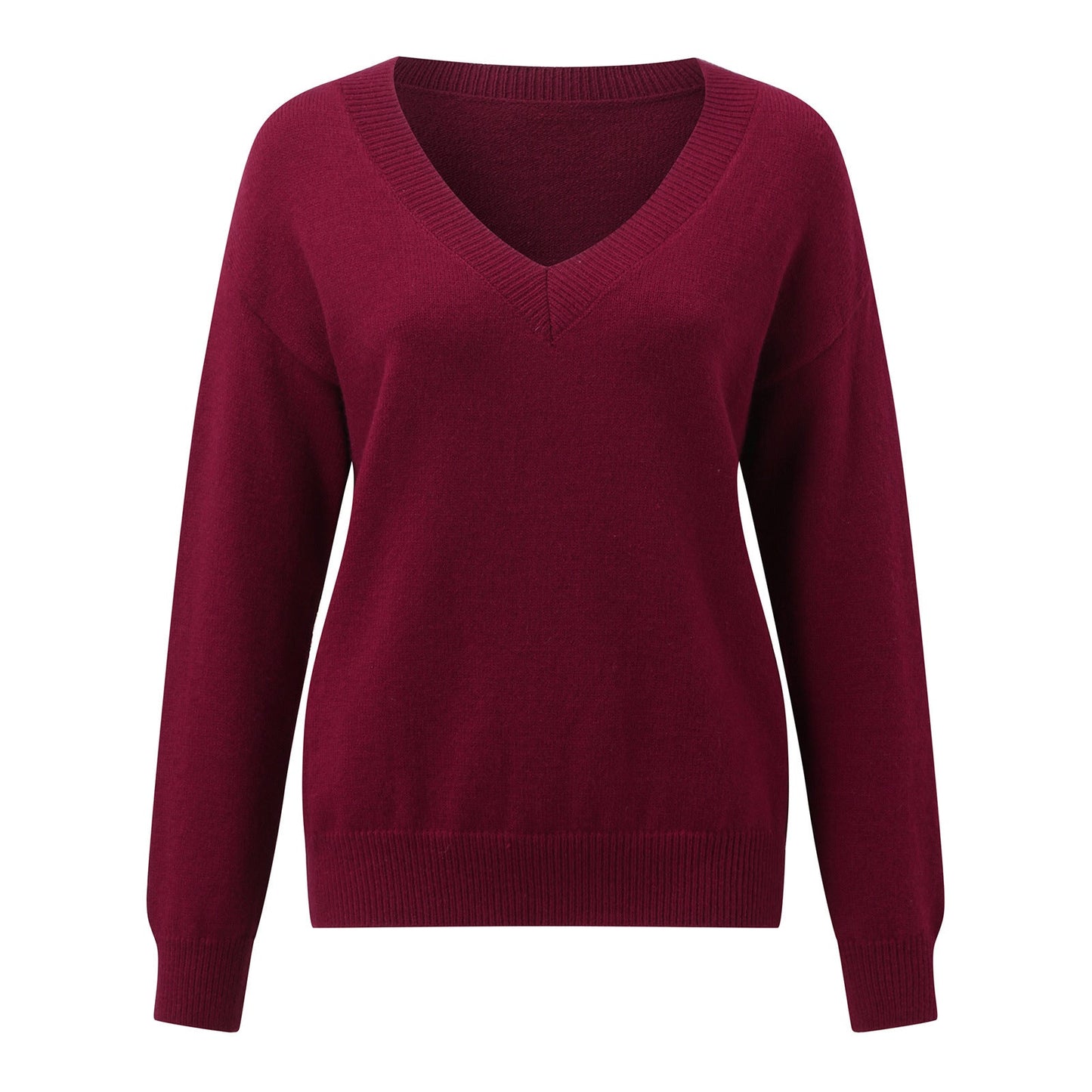 Damen eleganter V-Ausschnitt Pullover Stilzeits