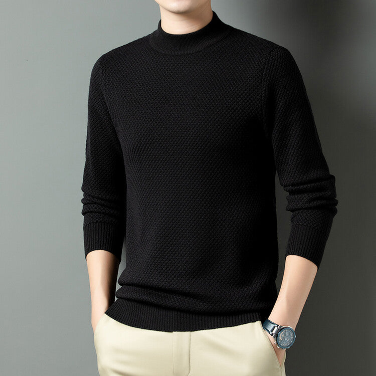 Herren Strukturierter Rollkragenpullover aus hochwertiger Baumwolle Stilzeits