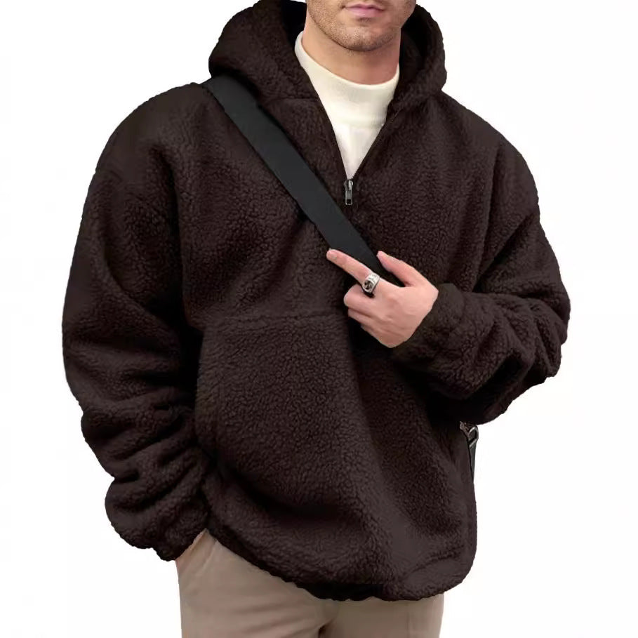 Herren kuscheliger Fleece-Pullover mit halbem Reißverschluss Stilzeits
