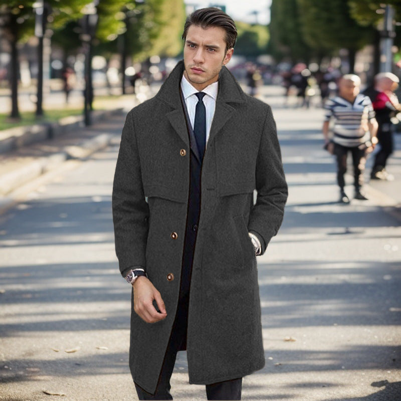 Herren eleganter Wollmantel mit doppelter Knopfleiste und modernem Design Stilzeits