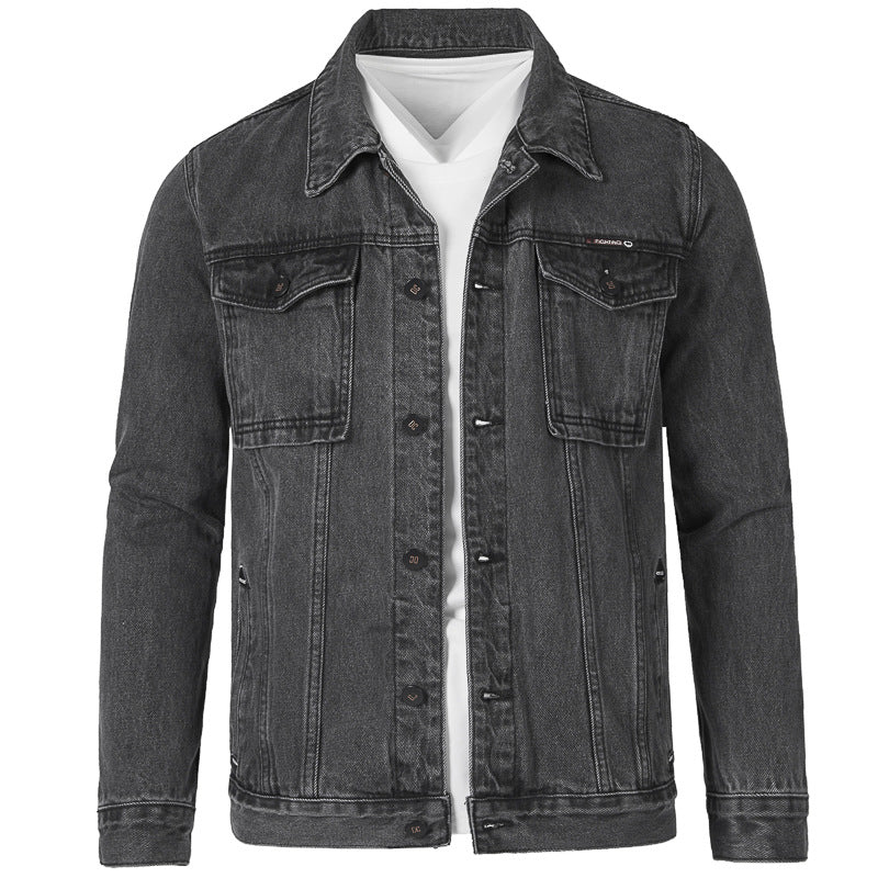 Herren Jeansjacke im modernen Slim-Fit Design mit praktischen Taschen und robusten Nieten Stilzeits