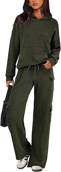 Damen Bequemes Lounge-Set mit Kapuze und weiten Hosen Stilzeits