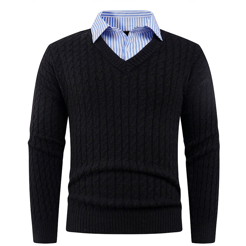 Herren Eleganter Strickpullover mit V-Ausschnitt und feiner Struktur Stilzeits
