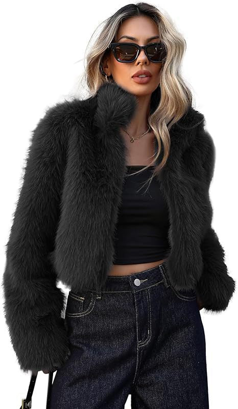 Damen Kurze Kunstpelzjacke mit weichem Fell und eleganter Silhouette Stilzeits