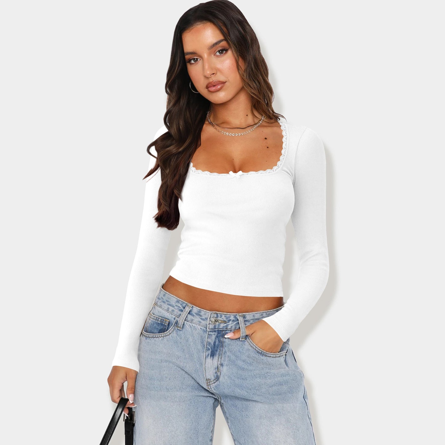 Damen Langarmshirt mit eleganter Rüsche und körpernaher Passform Stilzeits