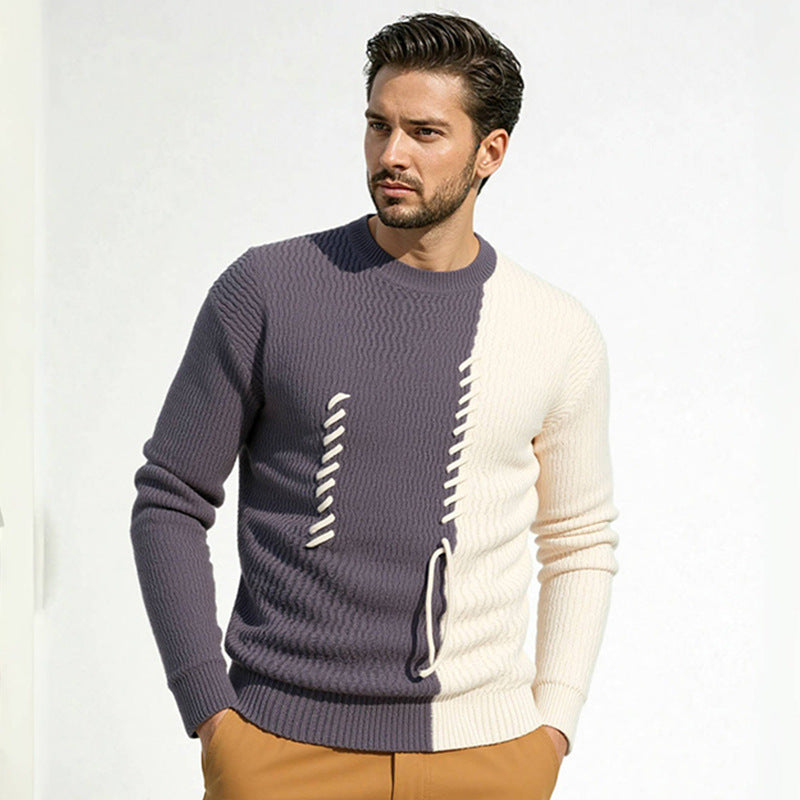 Herren Strickpullover mit modernem Struktur-Design und kontrastierenden Mustern Stilzeits