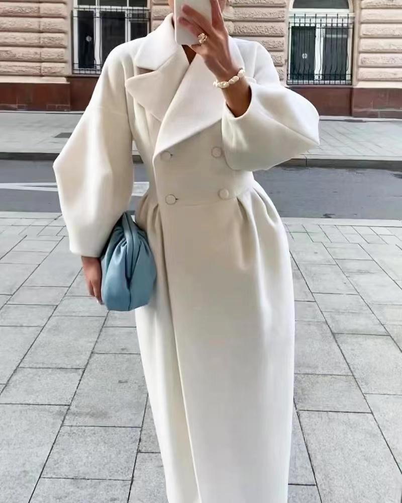 Damen eleganter Trenchcoat mit hohem Schlitz und Puffärmeln Stilzeits