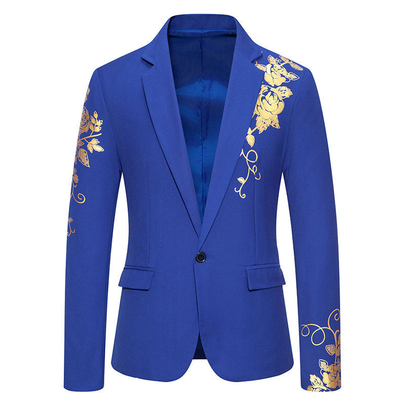 Herren eleganter Blazer mit floralem Gold-Design Stilzeits