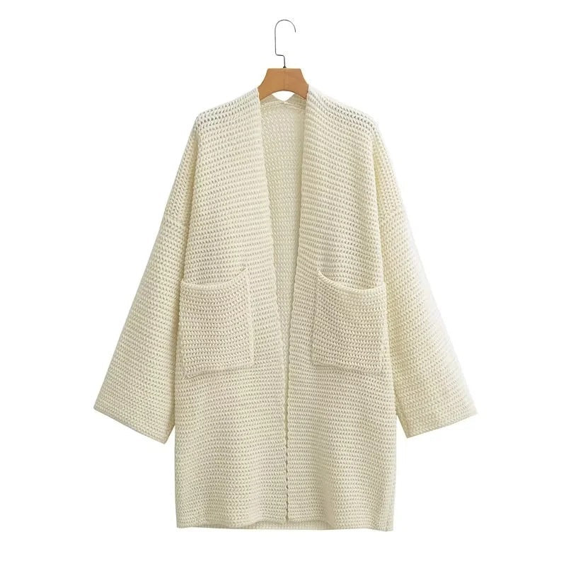 Damen Strickmantel mit Taschen Stilzeits