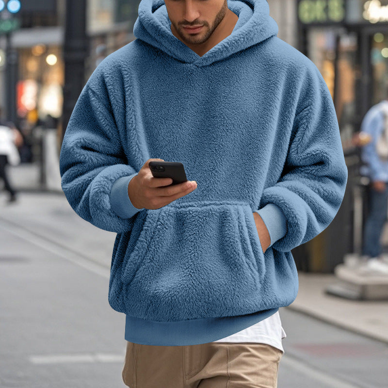 Herren übergroßer Fleece-Hoodie mit Kängurutasche und gemütlichem Schnitt Stilzeits