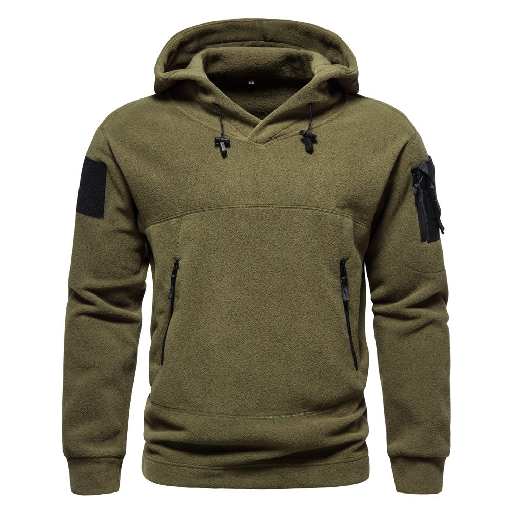 Herren moderne Fleece-Hoodie mit strategischen Reißverschlusstaschen Stilzeits
