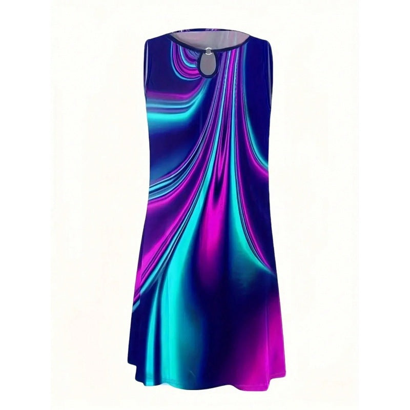 Fudus Sommerkleid: Ärmelloses, bedrucktes Midi-Kleid