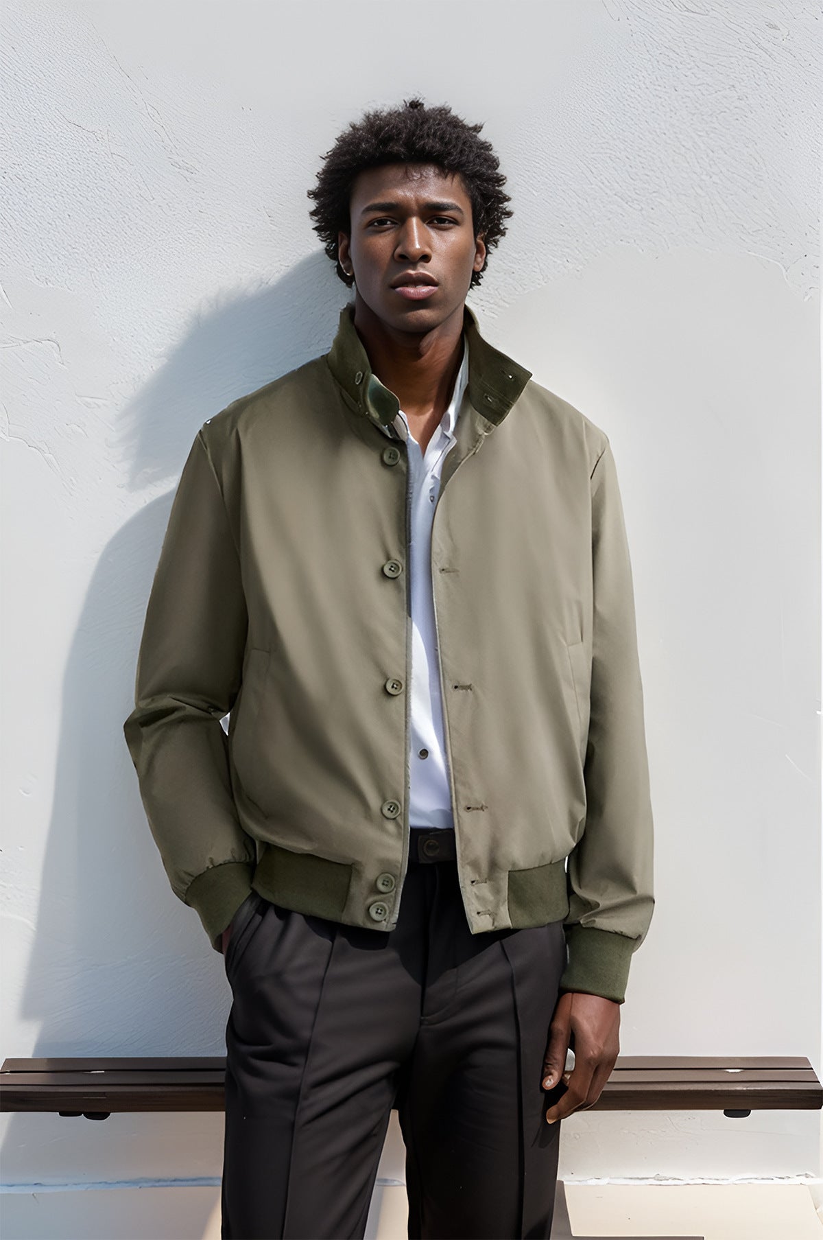 Herren modische Freizeitjacke mit schützendem Hochkragen und praktischen Taschen Stilzeits