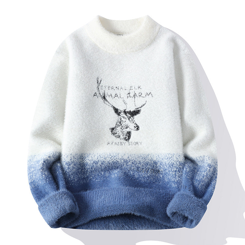 Damen Flauschiger Winterpullover mit kreativem Motiv und hohem Kragen Stilzeits