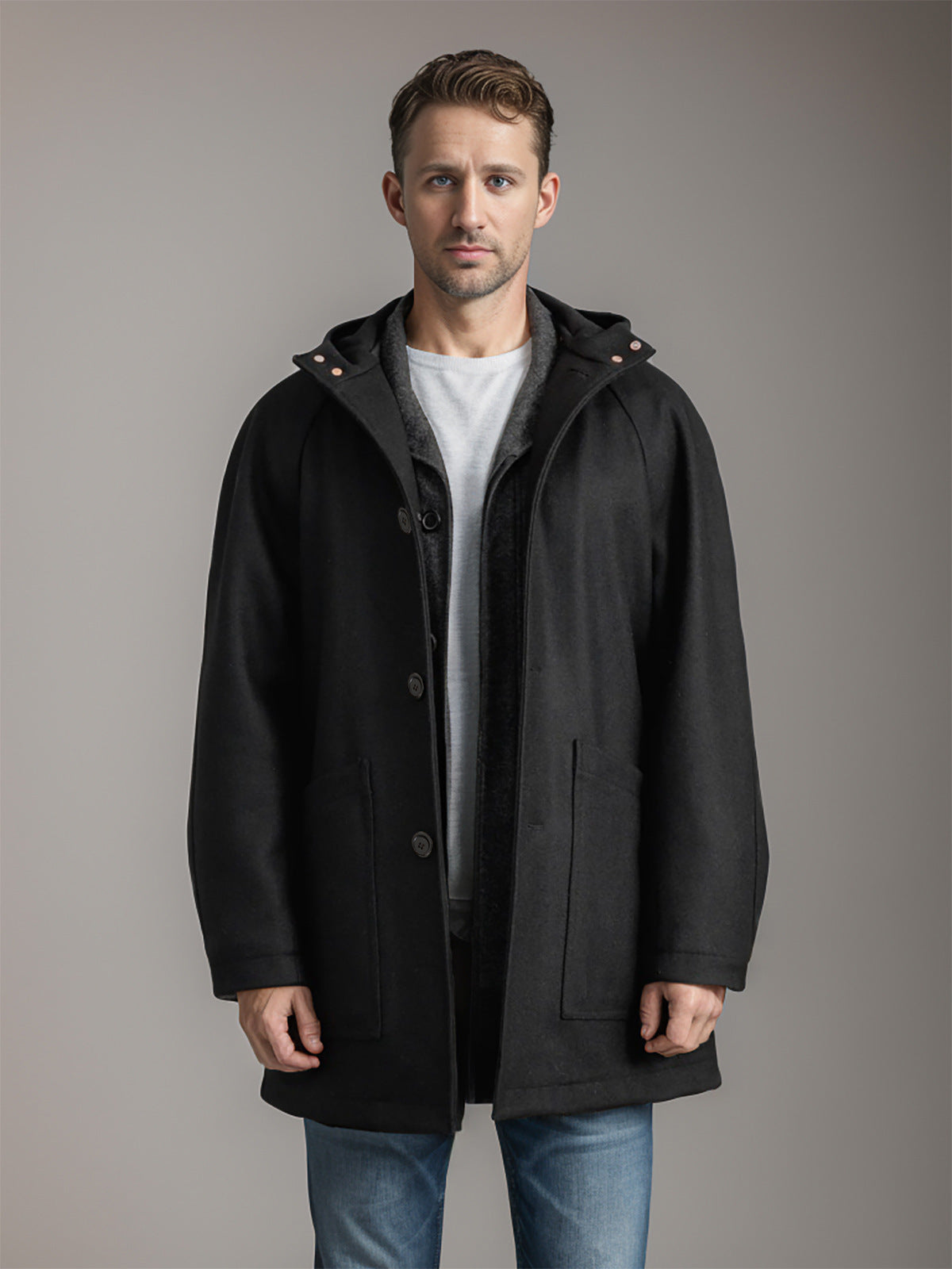 Herren elegante und kuschelige Steppjacke mit Kapuze Stilzeits