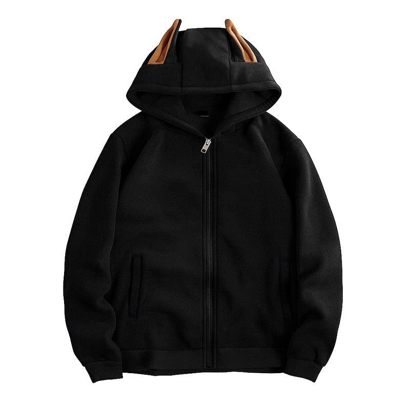 Damen Kapuzenjacke mit kreativen Ohren-Details und praktischem Reißverschluss Stilzeits