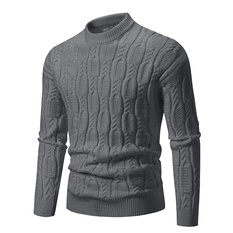 Herren Grobstrickpullover mit modernem Zopfmuster und Rundhalsausschnitt Stilzeits