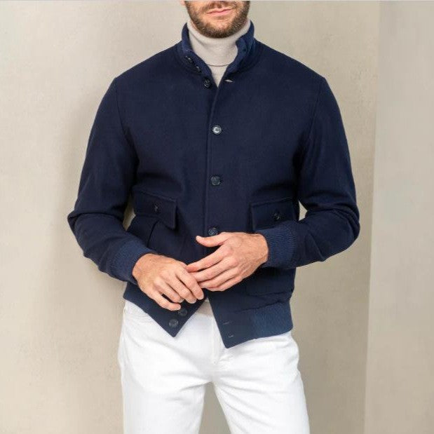 Herren lässige und strukturierte Baumwolljacke mit praktischen Taschen Stilzeits