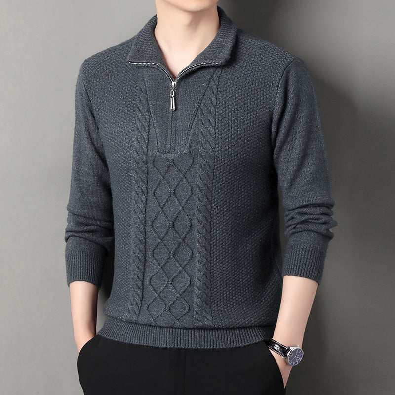 Herren Strickpullover mit hohem Kragen und Zipper Stilzeits