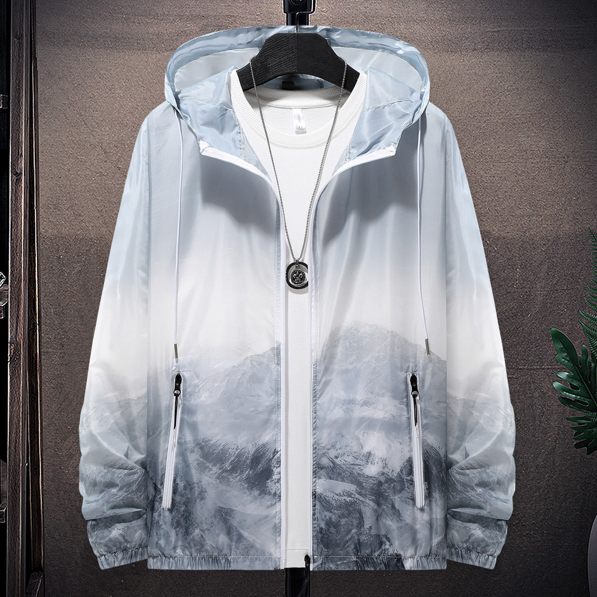 Herren Wind- und wasserfeste leichte Jacke mit einstellbarer Kapuze und reflektierenden Details Stilzeits