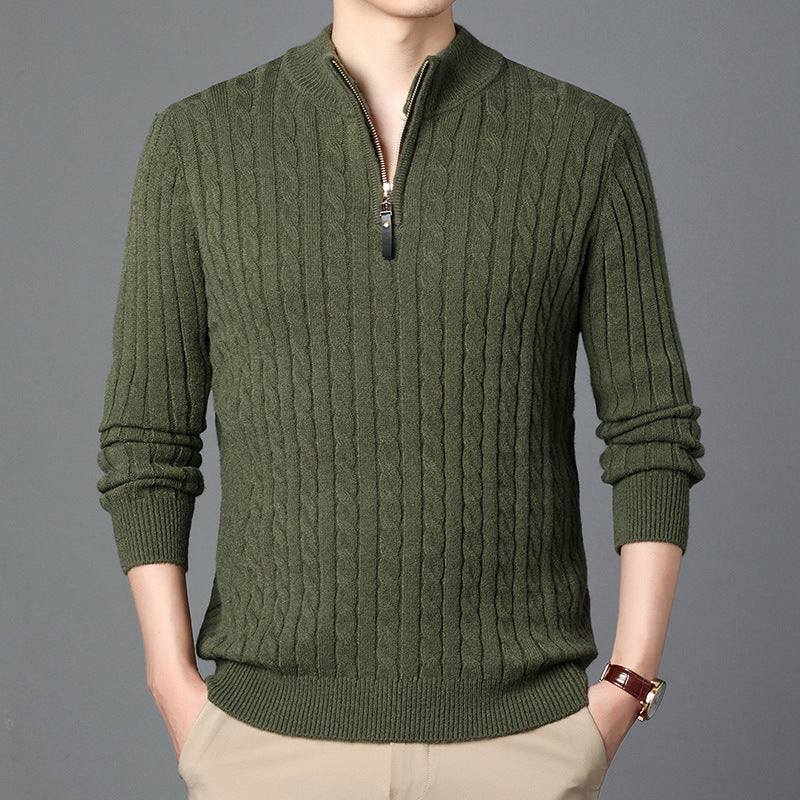 Herren Hochwertiger Strickpullover mit modernem Zipper und Detailstruktur Stilzeits