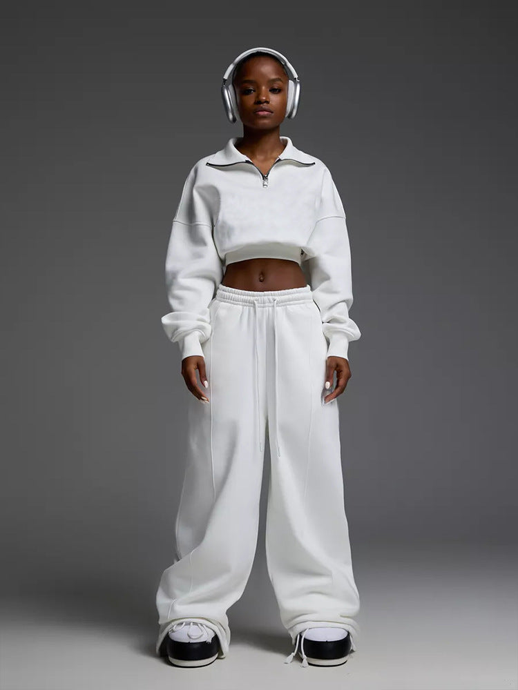 Damen lässiges und oversized Sweatset mit Reißverschluss Stilzeits