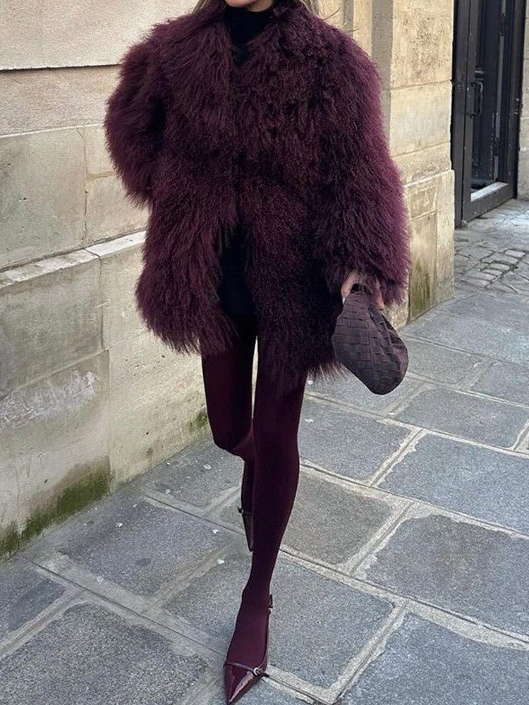 Damen Kunstfellmantel im modischen Oversized-Schnitt Stilzeits