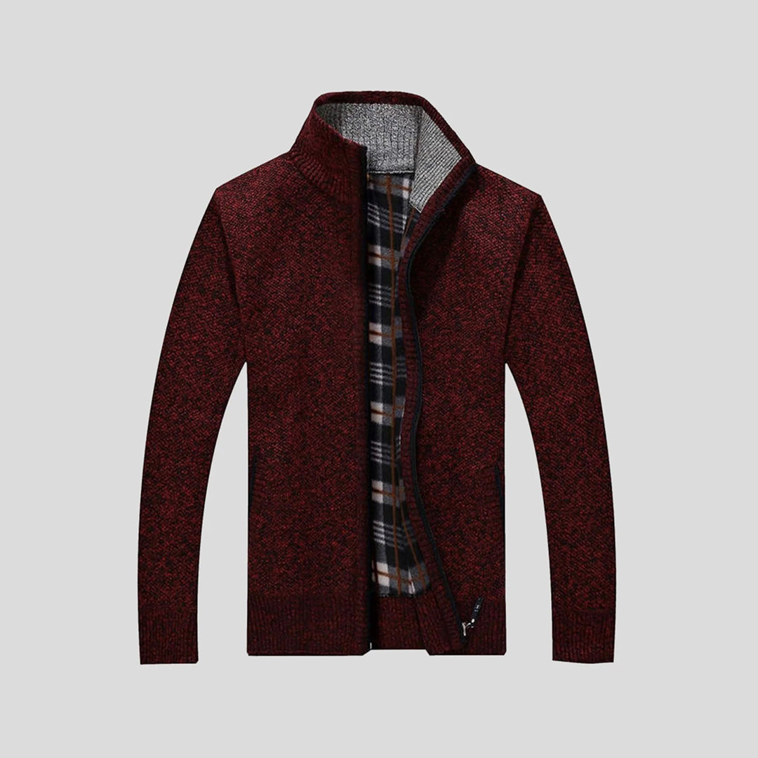 Herren Klassischer Strick-Cardigan – Gefüttertes Karomuster-Design