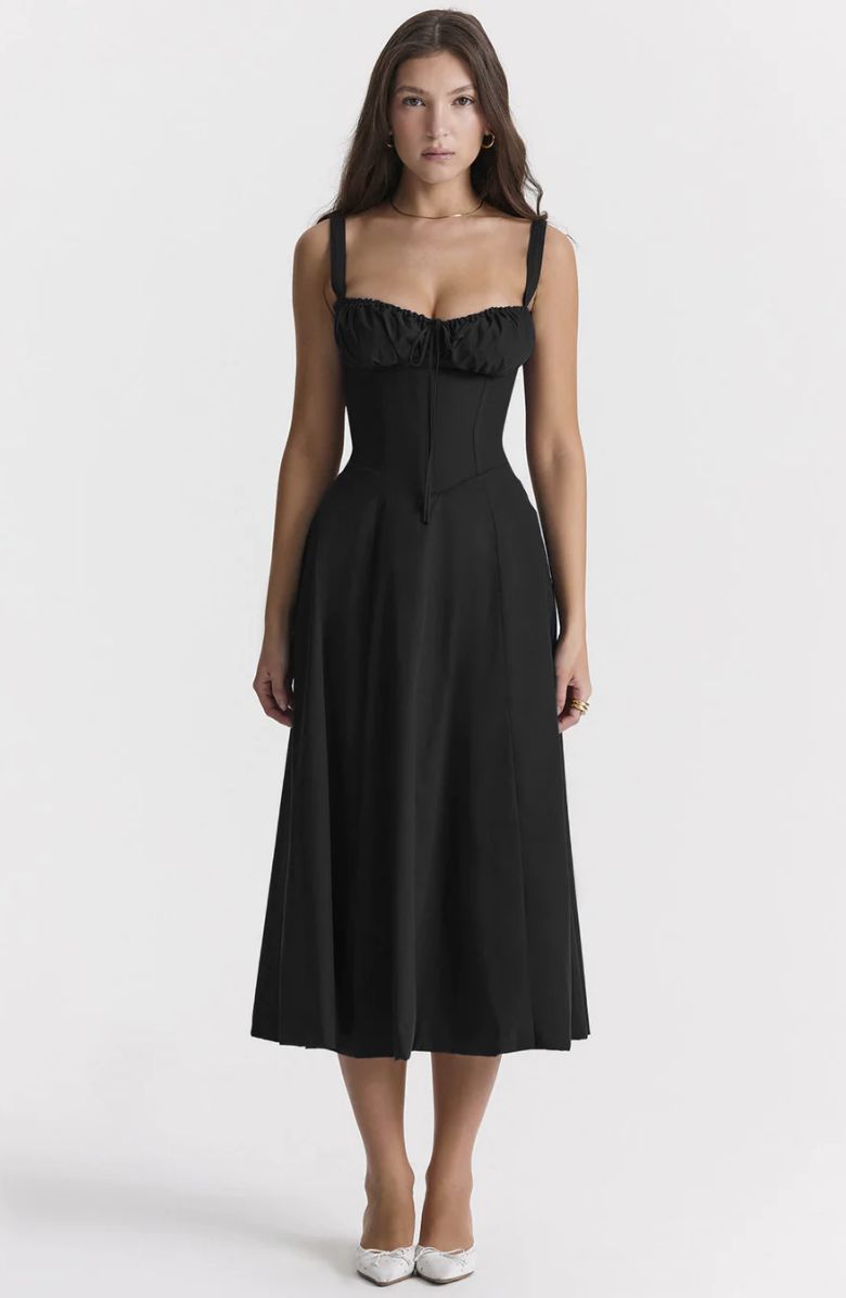 Rosy Midriff-Waist Shaping Dress