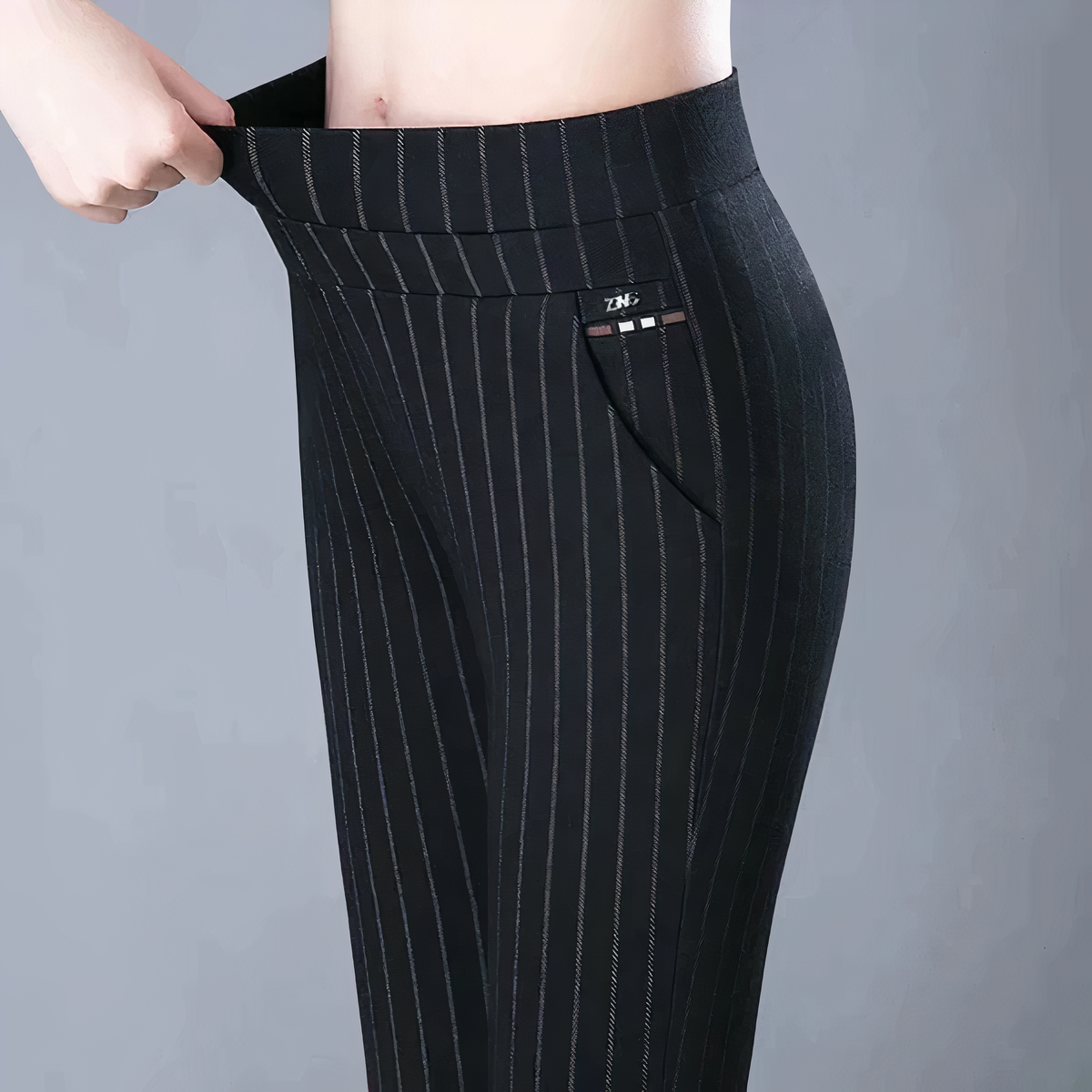 Damen High-Waist-Stretchhose mit Taschen