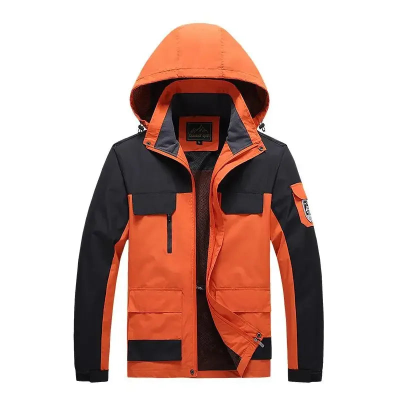 Zachary Herren Windbreaker mit Kapuze, wasserdicht, Übergröße