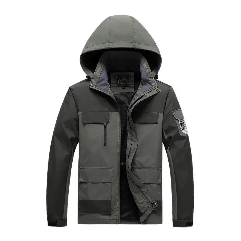 Zachary Herren Windbreaker mit Kapuze, wasserdicht, Übergröße