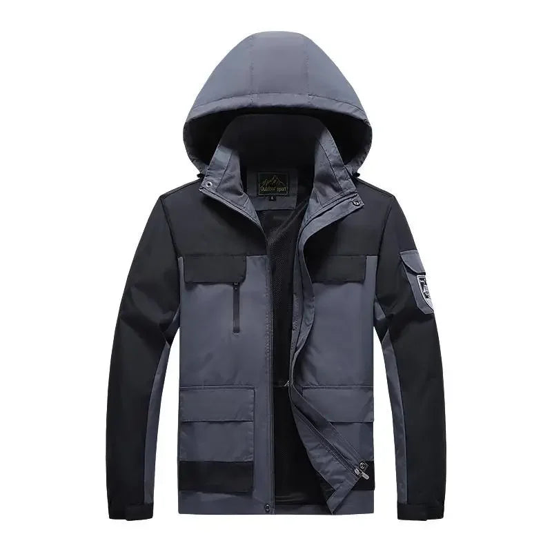 Zachary Herren Windbreaker mit Kapuze, wasserdicht, Übergröße