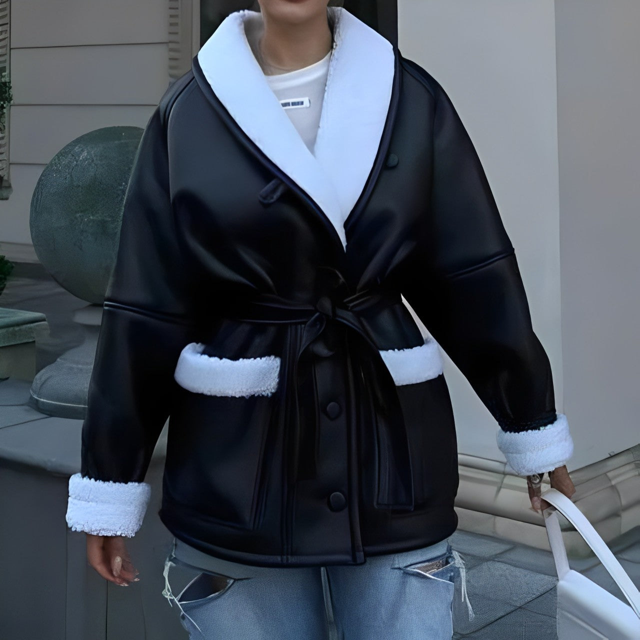 Tahnee: Warmer Ledermantel, dick gefüttert